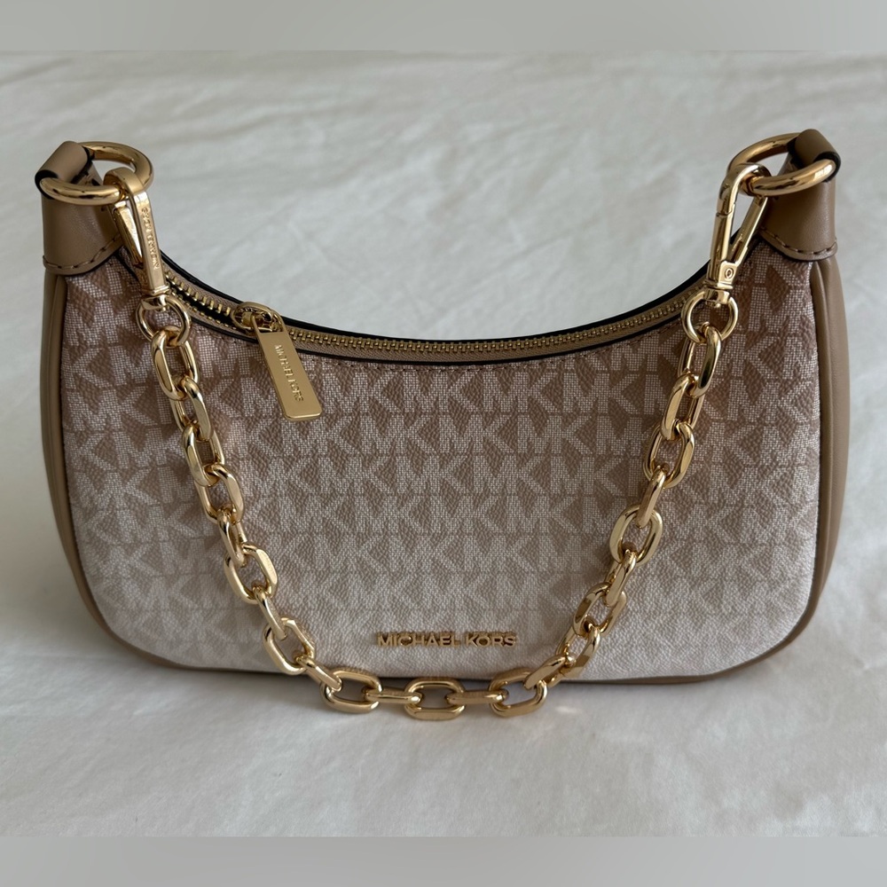 Michael Kors Tan and Gold Chain Shoulder Bag